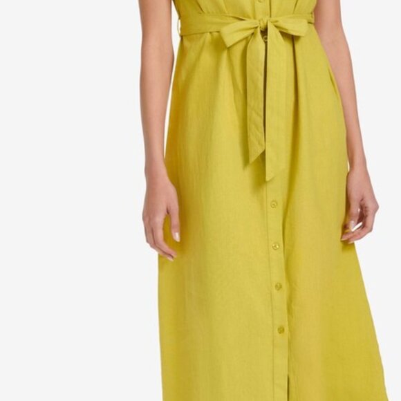 Calvin Klein, Sleeveless Linen Blend Maxi Shirtdress, Size 10, Like New - Picture 6 of 7